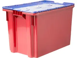 Ящик пластиковый сплошной с крышкой, 600x400x415 мм, 75 л, красный [605-1 SP]