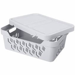 Ящик с крышкой универсальный Deluxe, 12л, светло-серый