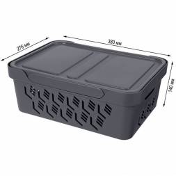 Ящик с крышкой универсальный Deluxe, 12л, серый