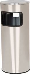 Урна мусорная металлическая с пепельницей, 30 литров, серебристый