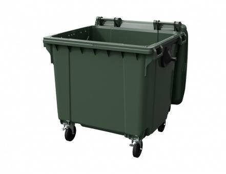 Контейнер пластиковый для мусора (ТБО/ТКО) с крышкой на колесах, 1100 л